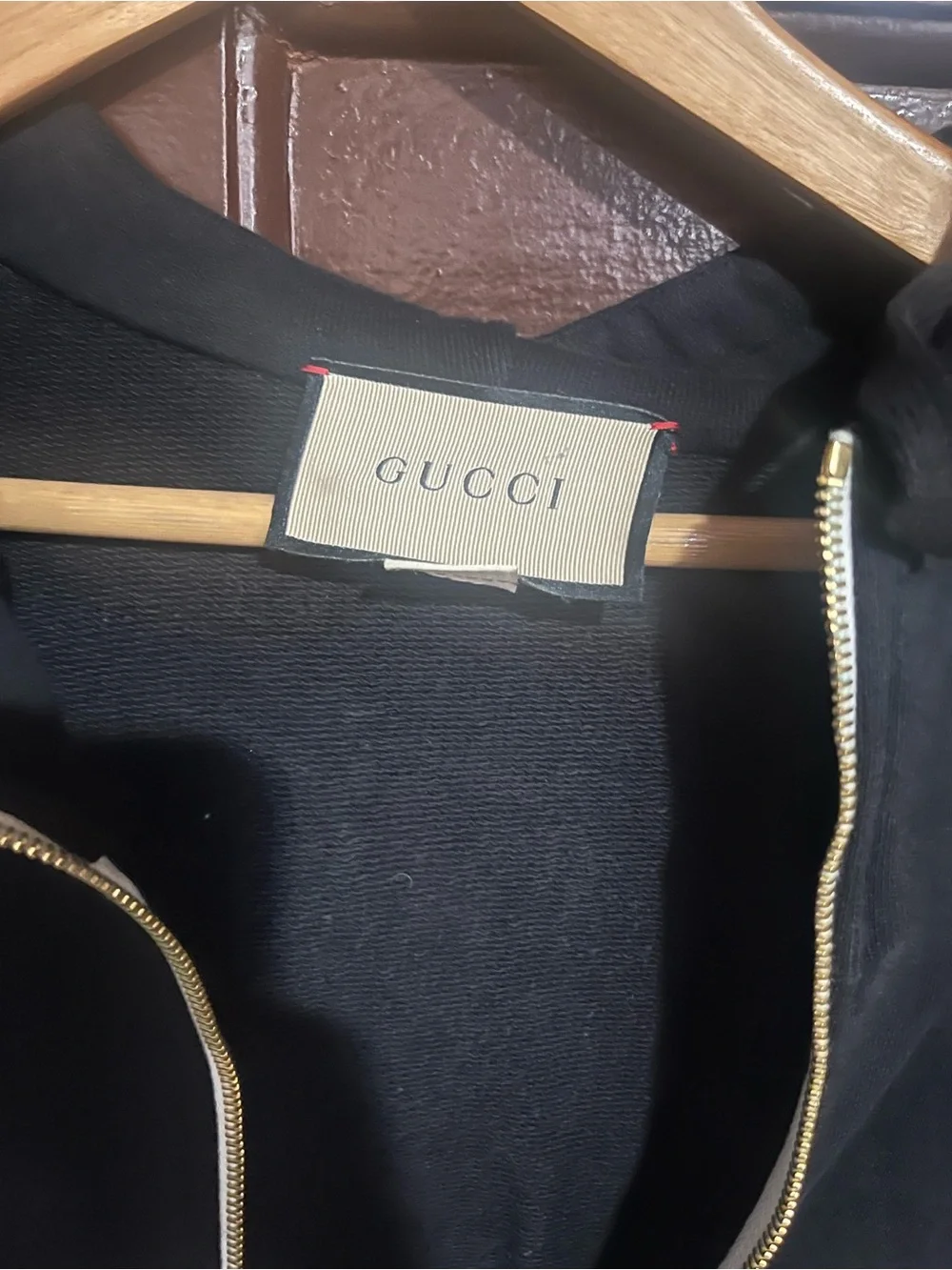 Gucci Black Zip Hoodie with Gold Hardware
